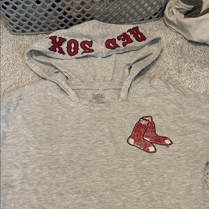 Gray Boston Red Sox Hooded Short Sleeve Tee